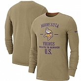 Men's Minnesota Vikings Nike Tan 2019 Salute to Service Sideline Performance Long Sleeve Shirt